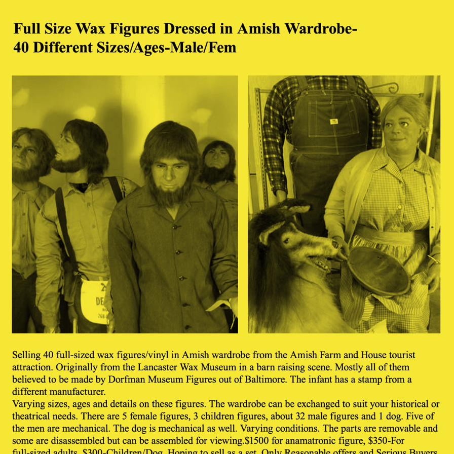 Unusual craigslist ad for full-sized wax Amish figures.