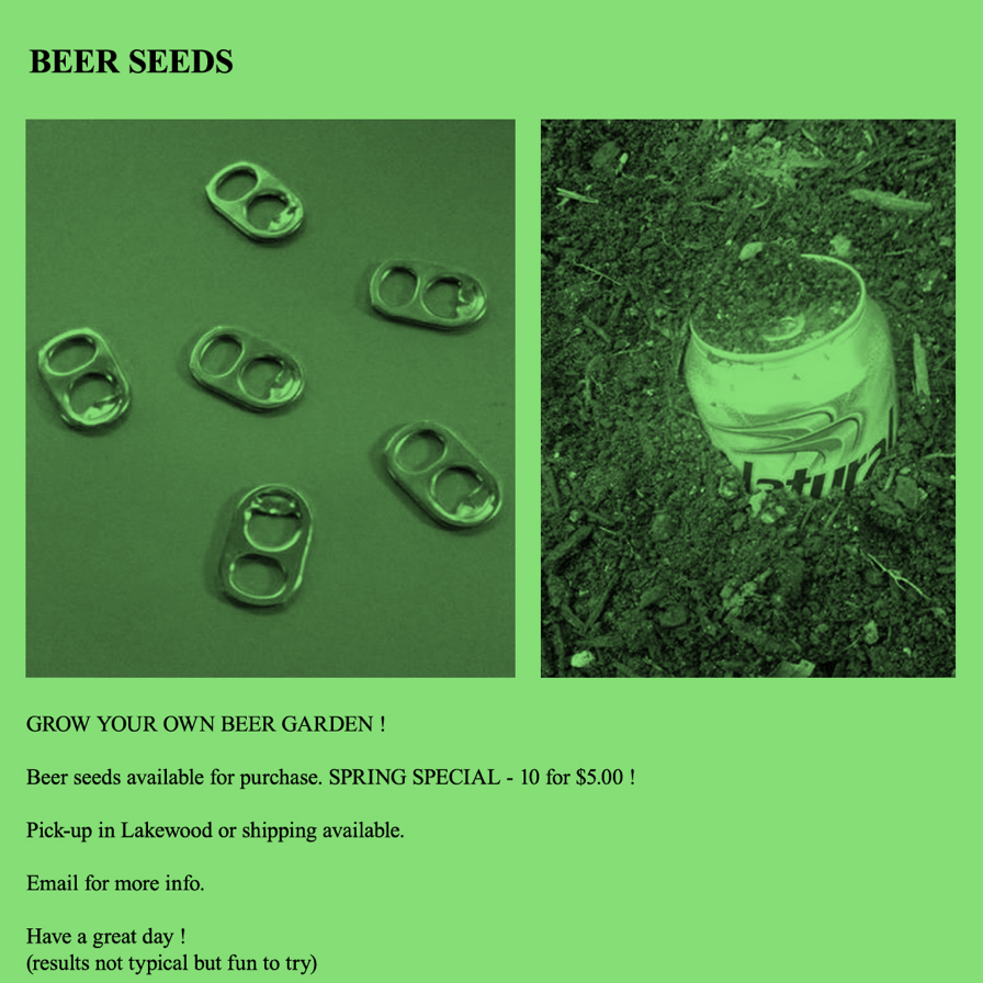 Unusual craigslist ad for beer "seeds" that appear to be beer tabs.